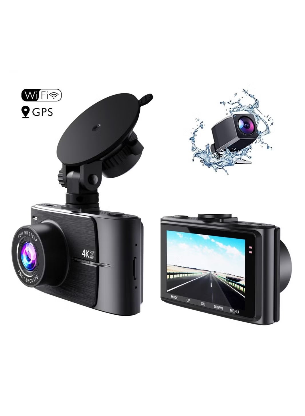 4K Dash Cam 2160P Built-in GPS/WiFi Dual Dash…