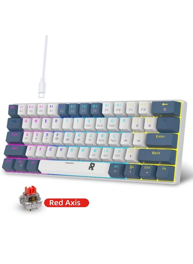 Compare ROCK POW Portable 60% Mechanical Gaming Keyboard, 61keys RGB Backlit UltraCompact Mini Keyboard,Wired Office Keyboard Mini Compact for PCMac Gamer, Typist,Trip Red Switch at KSA Price