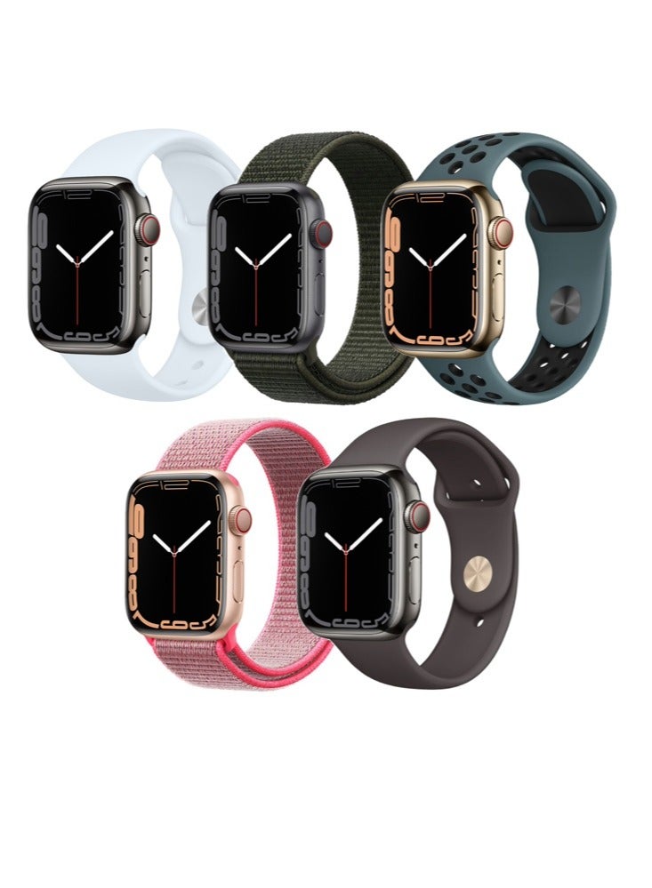 Compare 5pcs Watch Bands Replacement for Apple Watch Strap Compatible with Apple Watch 42414038mm Series 10987654SE at KSA Price