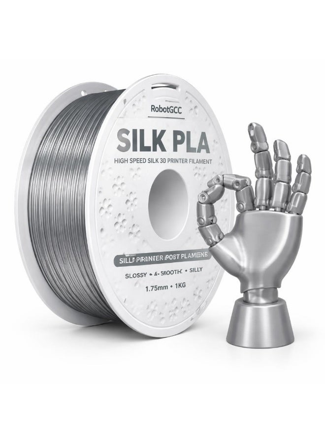 Compare RobotGCC PLA Silk Silver 3D Printer Filament, 1.75mm 1KG, MetallicLook Silver Silk Sheen, LowWarping FDM PLA for Technology Models and Trophies at KSA Price