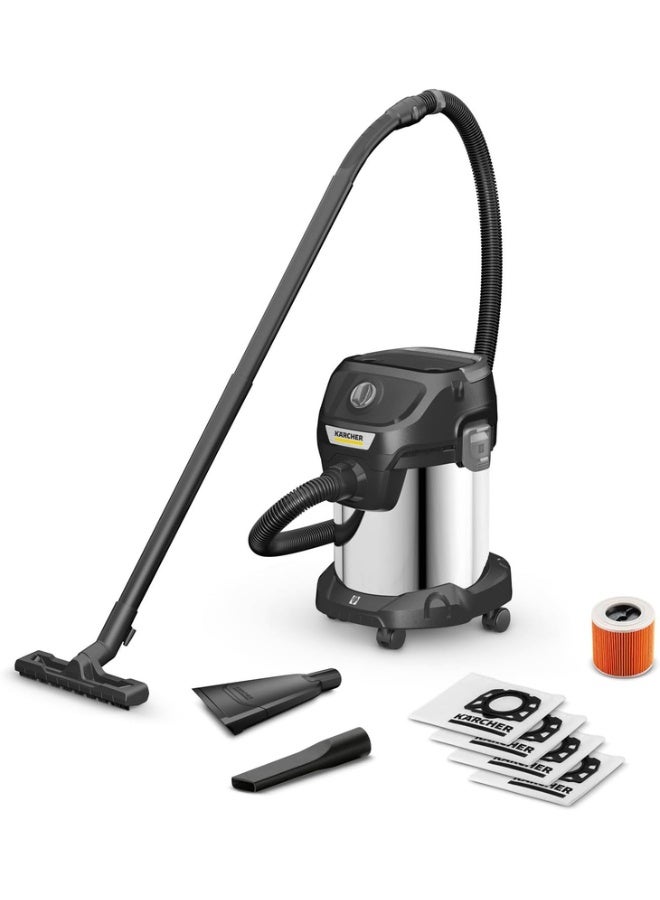 Compare KWD 3 S Anniversary 3in1 Wet, Dry And Blower Vacuum Cleaner | 17L Stainless Steel | with Car Nozzle And 4 Fleece Bags 1000 W 16284510  2 Years Warranty 1000 W 1.628451.0 at KSA Price