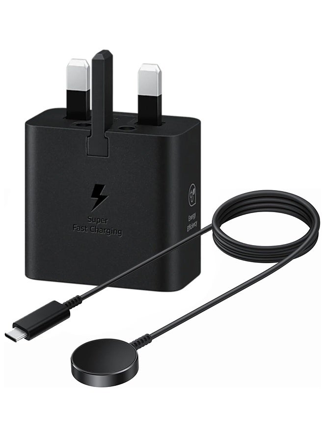 Compare Samsung 25W Fast Charger with Magnetic Wireless Charging Cable for Galaxy Watch 87654Active  Black at KSA Price
