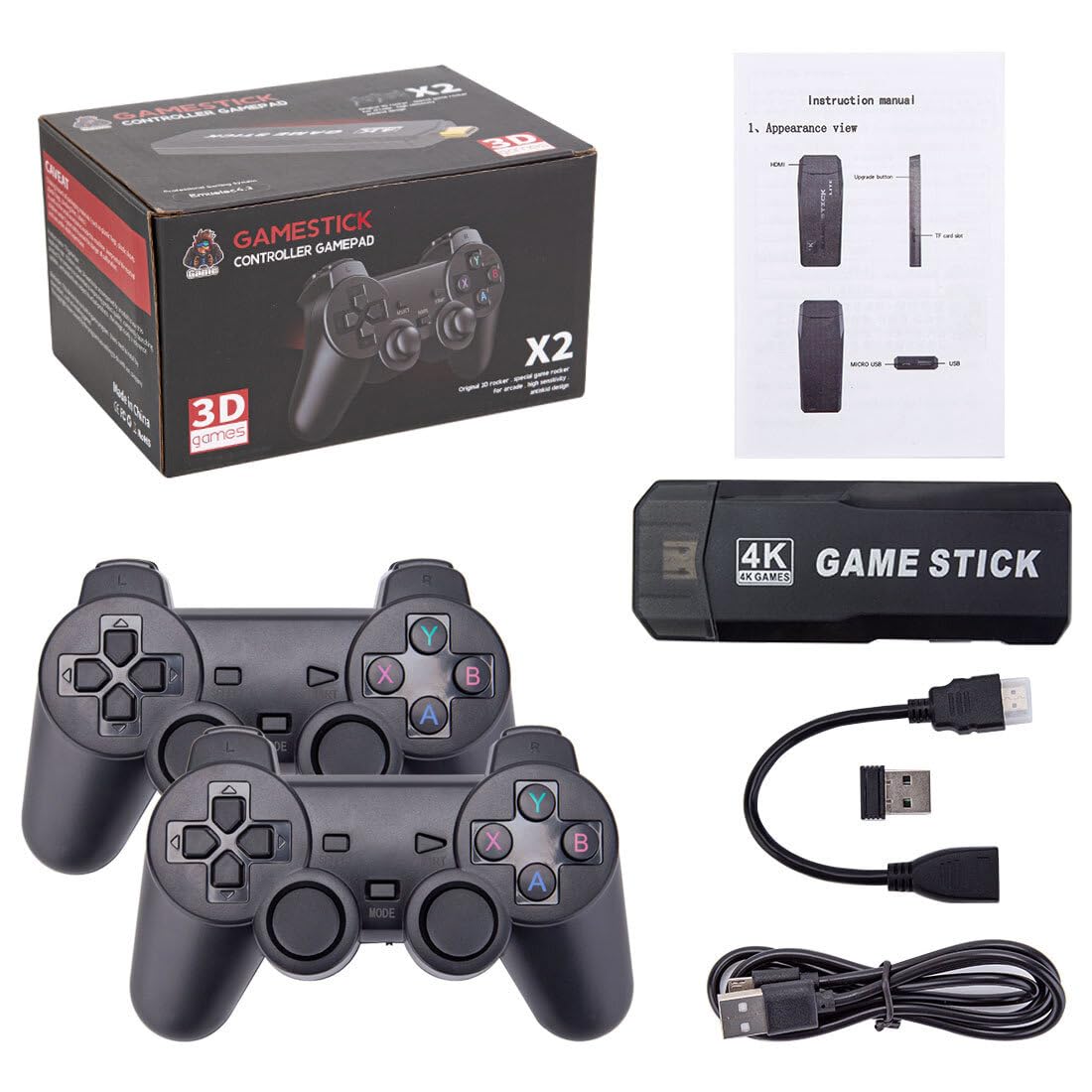 Compare Steria Wireless Retro Game Stick, X2 4K HD HDMI Output 2.4G Wireless Controller Gamepad Builtin 30,000 Games Mini Plug and Play Arcade Video Home Emulators Game Console, Gift for Kids Adults, 128G at KSA Price