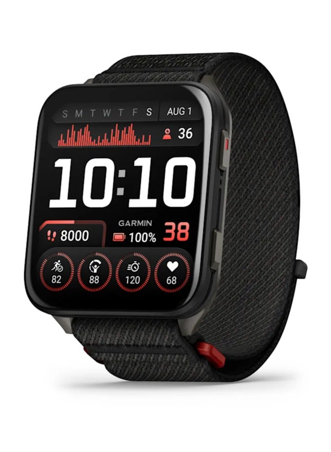 Compare Venu X1  41MM  Black with Slate Titanium Caseback and Black ComfortFit Nylon Band  Up to 8 Days of Battery life  2.0 Amoled Display, sapphire crystal, Heart Rate Monitor, All day stress monitor, Tap to P at KSA Price