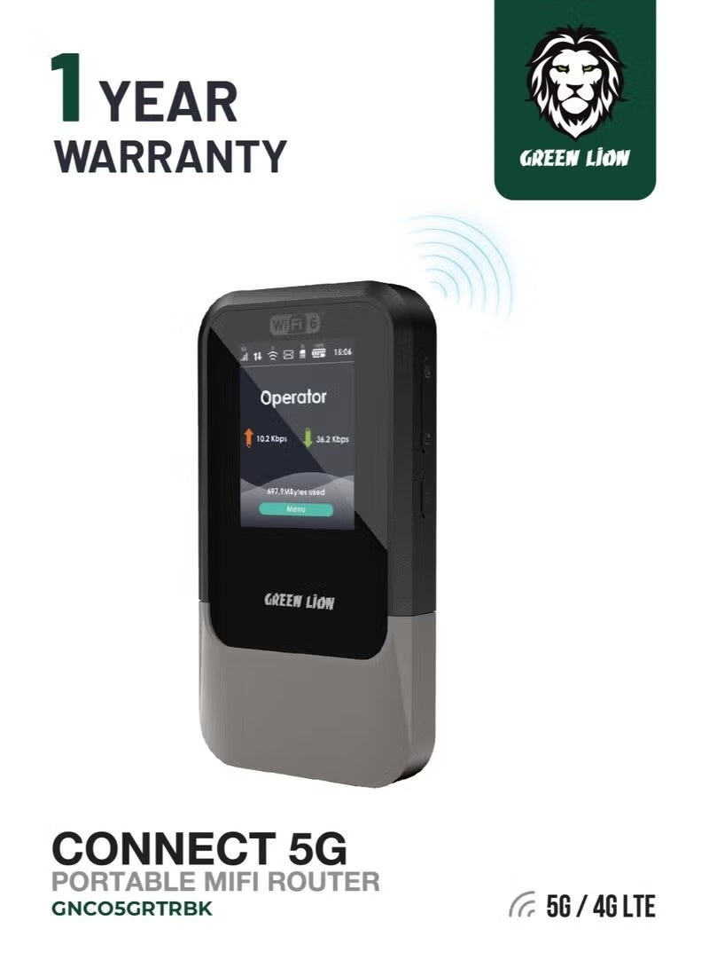 Compare Connect 5G Portable MiFi Router with 2.4 TFT Display  Up to 12 Hours Usage Time  Plug & Play Setup  Nano SIM & eSIM Support  100m Signal Distance  Automatic Configuration  USBC Charging Port  Black at KSA Price