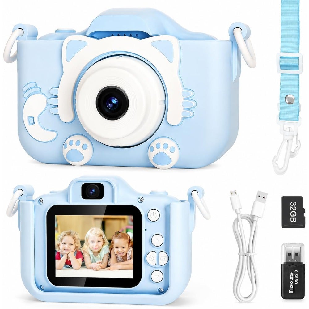Compare Digital Camera, HD Video, Dual Lens, 32GB SD Card, Blue at KSA Price