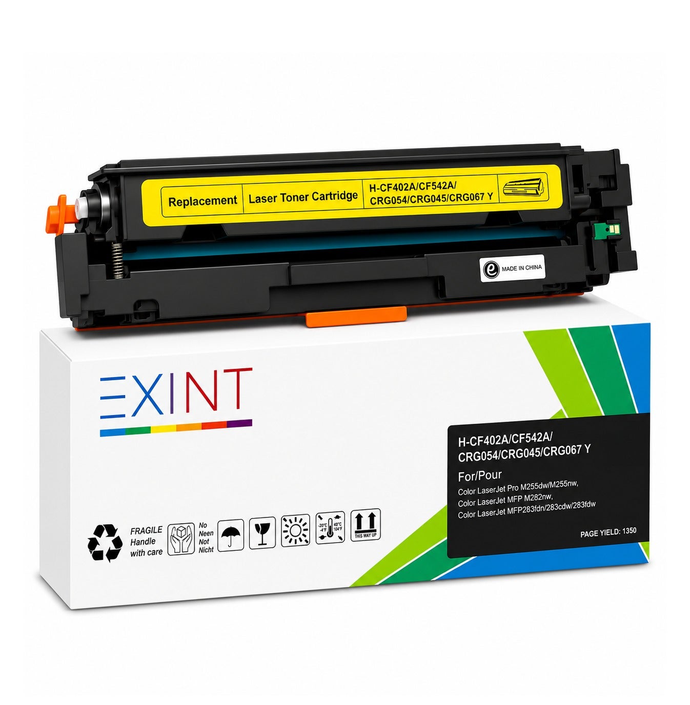 Compare EXINT Compatible Yellow Toner Cartridge HCF402PCF542P045P054P067P YL Replacement for HP LaserJet Pro and Canon iSENSYS Printers at KSA Price