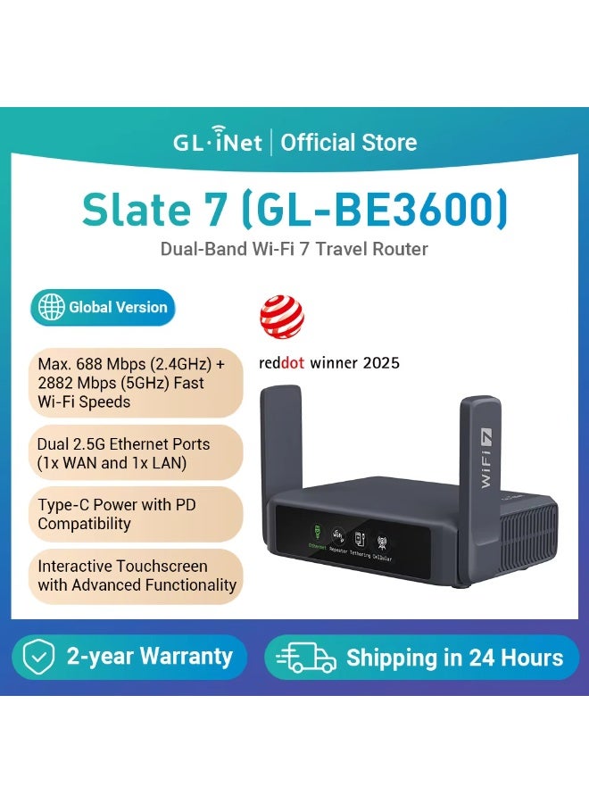 Compare GL.iNet GLBE3600 Slate 7 Portable Travel Router, Pocket DualBand WiFi 7, 2.5G Router, Portable VPN Routers WiFi for Travel, Public Computer Routers, Business Trip, MoblieRVCruisePlane at KSA Price