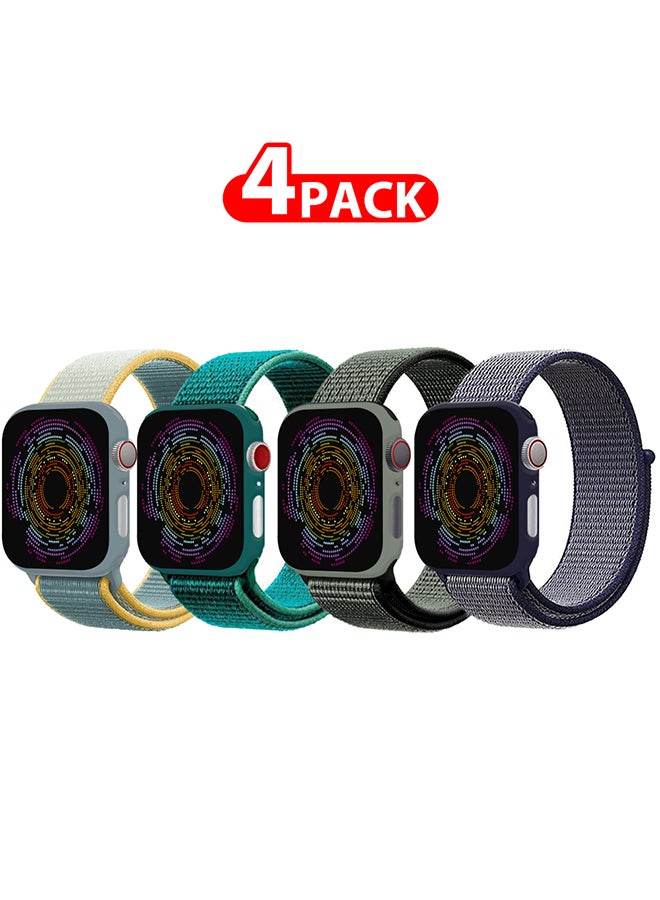 Compare 4 Pack Apple Watch Band 38mm 40mm 41mm Sport Loop Nylon Band Quick Release Soft Fabric Nylon Adjustable Rugged Velcro Replacement Wristband Strap for Men Women Compatible with Series SE7654321 at KSA Price