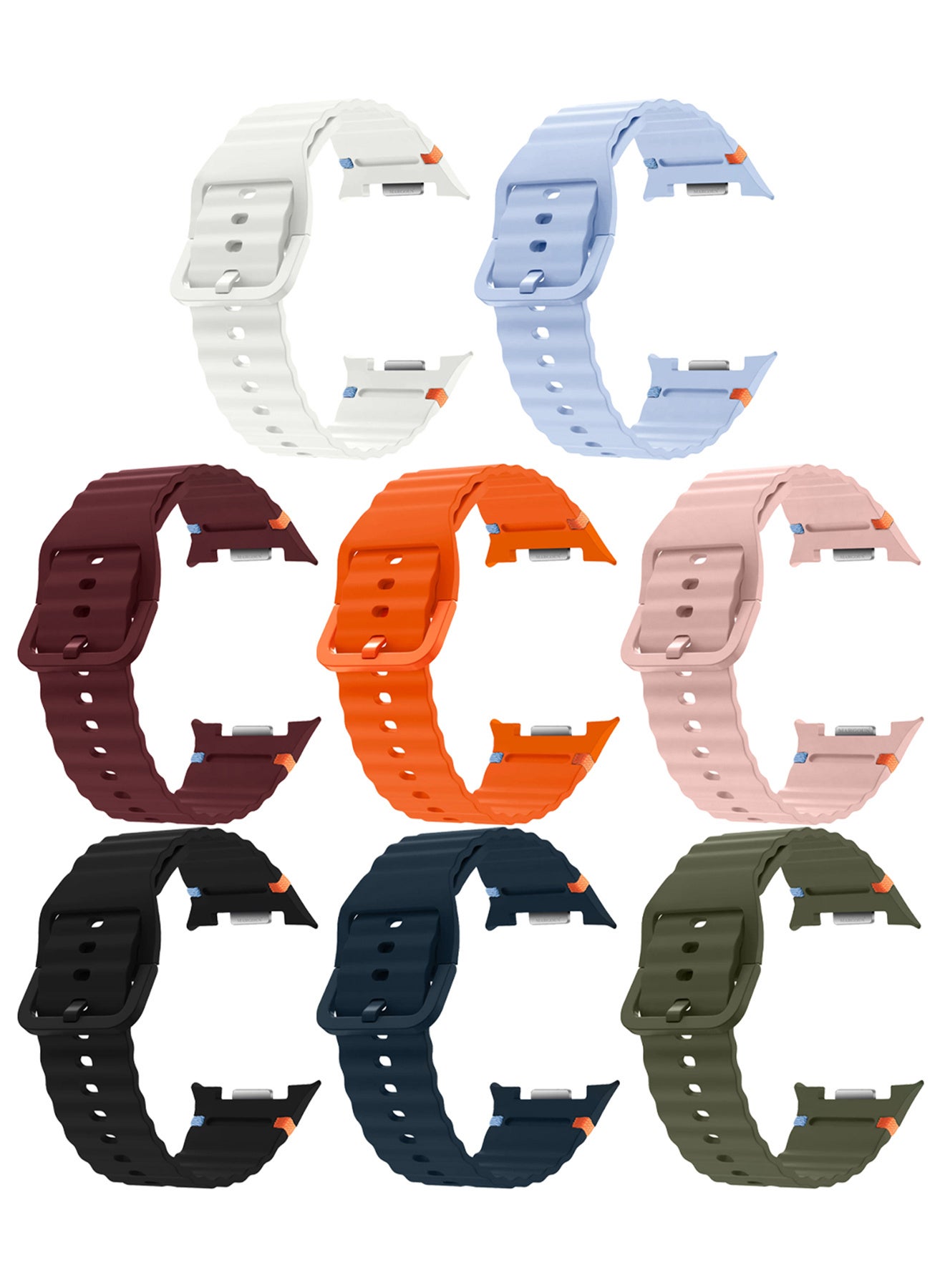 Compare 8 Packs Silicone Ocean Band for Samsung Galaxy Watch 8 Classic 46mm and Watch 8 40mm 44mm  Sport Band Strap at KSA Price
