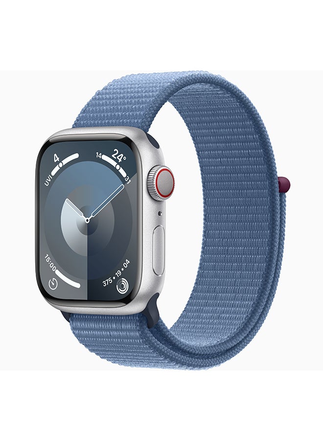 Compare Watch Series 9 GPS + Cellular 41mm Silver Aluminium Case With Winter Blue Sport Loop at KSA Price