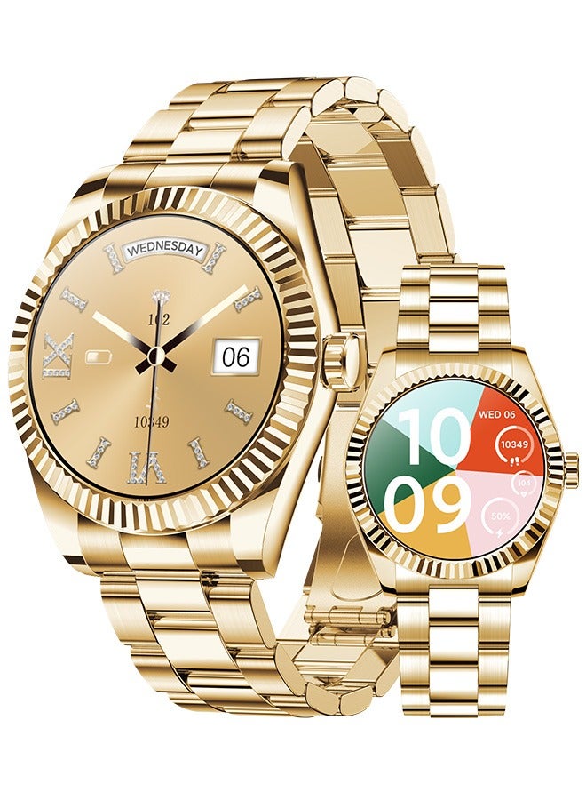 Compare Bluetooth Smartwatch Unisex 1.28 Inch Full Screen Touch Sports Waterproof Sports And Sleep Heart Rate Detection RT i80 All Gold at KSA Price