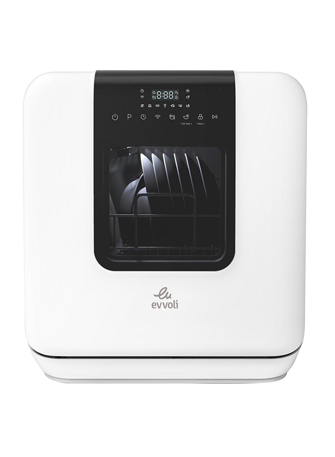Compare Mini Table top Portable Dishwasher With 3 Place Settings, 7 Program, Touch Control, LED Display, Delay Start And OffPeak Wash Function 860 W EVDW3W White at KSA Price