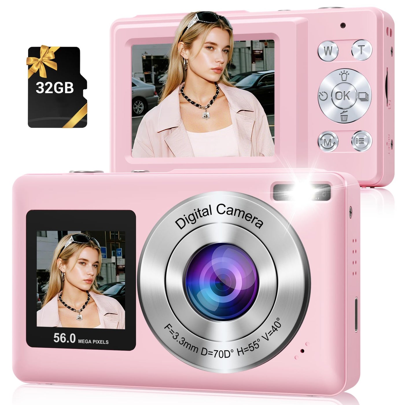 Digital Camera, 56MP 2.7K Dual-Screen Selfie Camera…