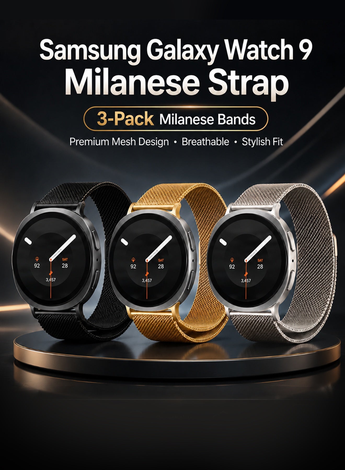 3 PACK Milanese Loop Stainless Steel Strap Compatible…