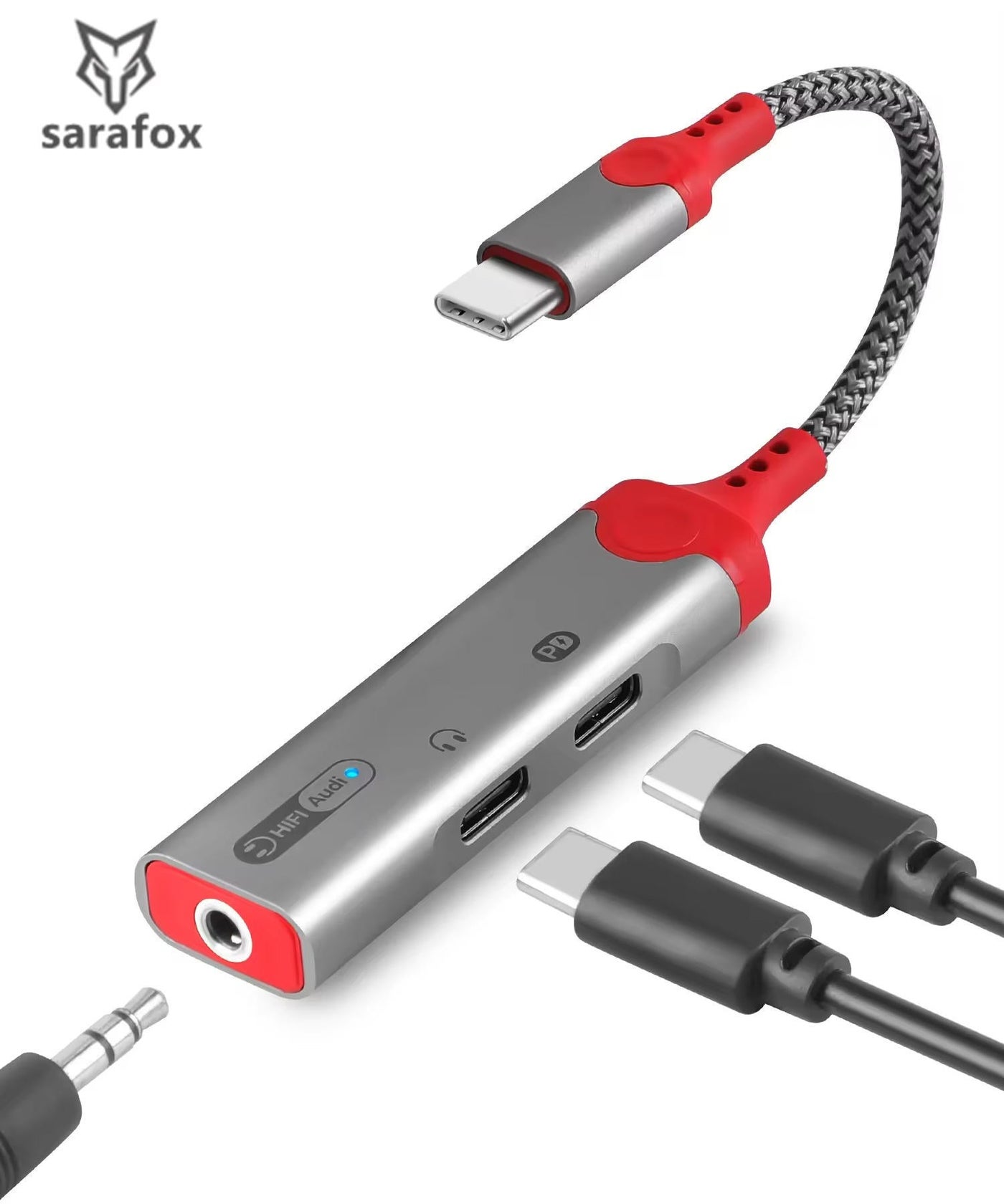 Compare Sarafox K13 TypeC 3in1 Adapter Dongle, 3.5mm AUX Headphone Jack + USBC Earphone + USBC 60W Fast Charging, HiRes Audio DAC 32Bit384kHz, Zero Delay, Mic Supported, PlugandPlay Converter – Compatible with iPad Pro, Samsung, Huawei & TypeC Tablets at KSA Price