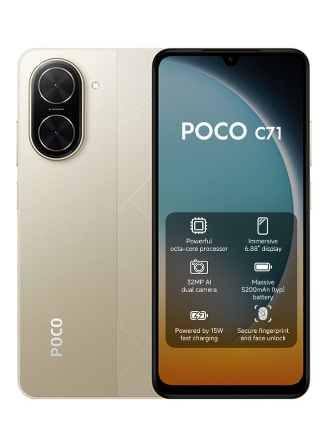 POCO C71 Dual SIM Sandy Gold 4GB RAM 64GB…