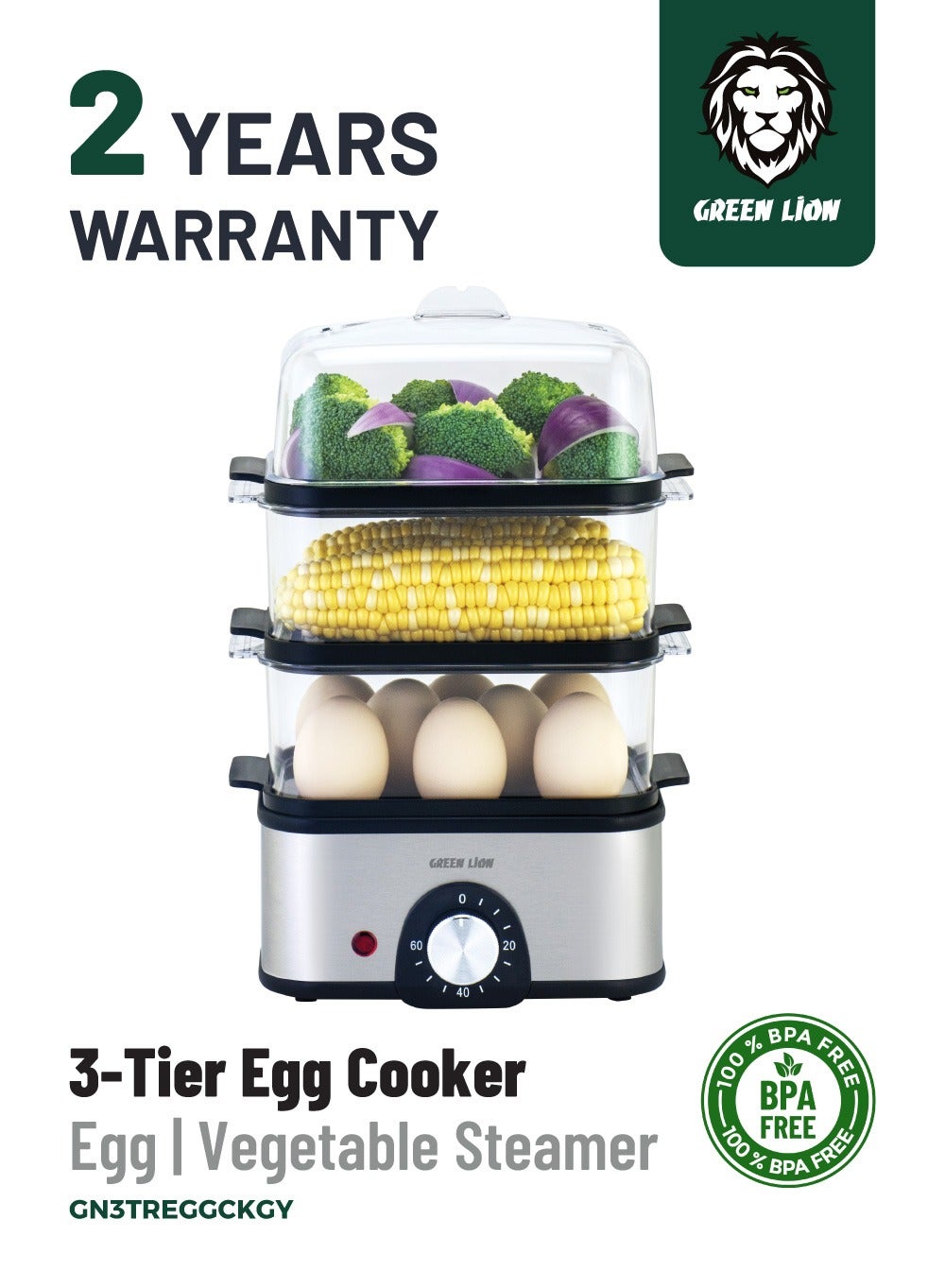 Compare 3Tier Egg Cooker & Vegetables Steamer 500W with 16 Egg Capacity & 060 min Timer Knob UK  500mL Water Reservoir  Stainless Steel Heating  Rotary Knob  Steam Vent Lid  1L Steam Rack  BPA Free Plas at KSA Price
