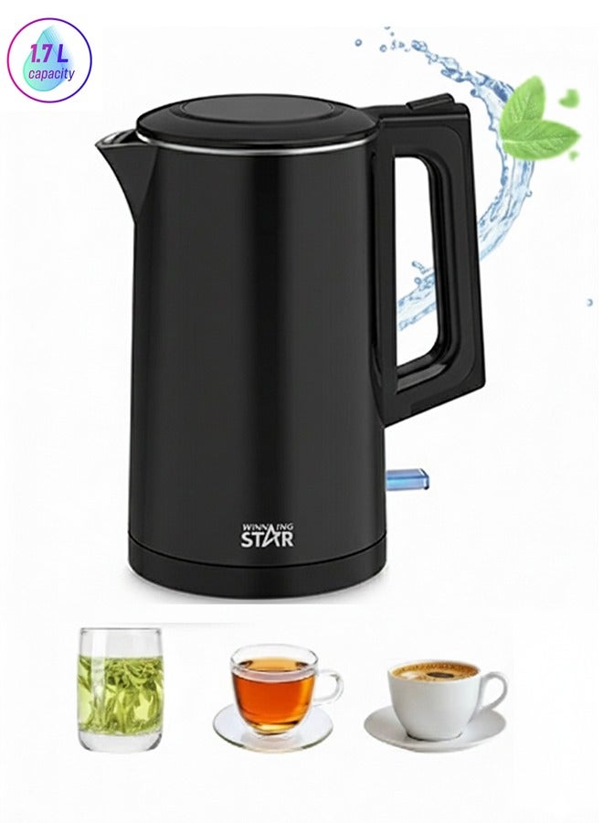 Compare 1.7L Electric Kettle,Water Boiler Kettle,1500W Fast Boiling,Auto Shut Off And Boil Dry Protection,360Degree Rotational Base,Stainless Steel,ST6023 at KSA Price
