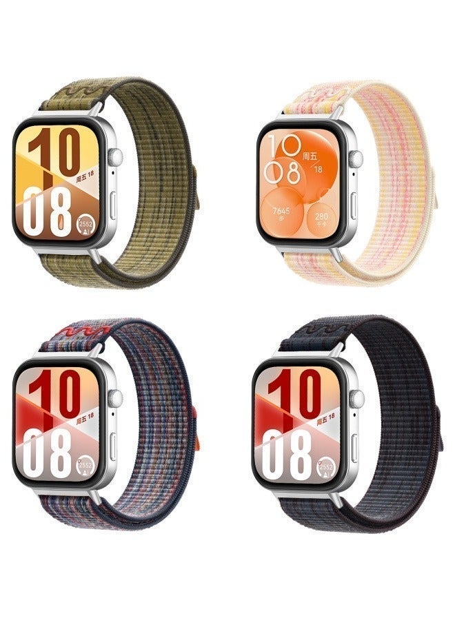 Compare 4PCS Nylon Woven Watch Straps, Suitable For Huawei Fit 3 Fit 4 Fit 4 pro , Waterproof, Breathable and Adjustable Sports Watch Straps at KSA Price