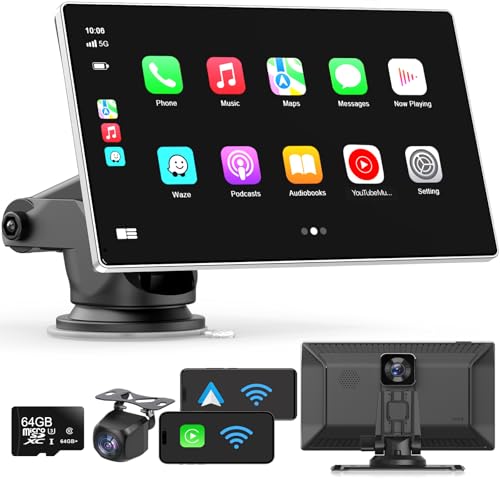 Compare Portable Apple Carplay Screen for Car, 9 Wireless Apple Carplay & Android Auto,4K Dash Cam,1080p Backup Camera DVR,Car Audio Receivers GPS Navigation Mirror Link, Bluetooth,FM, Siri at KSA Price