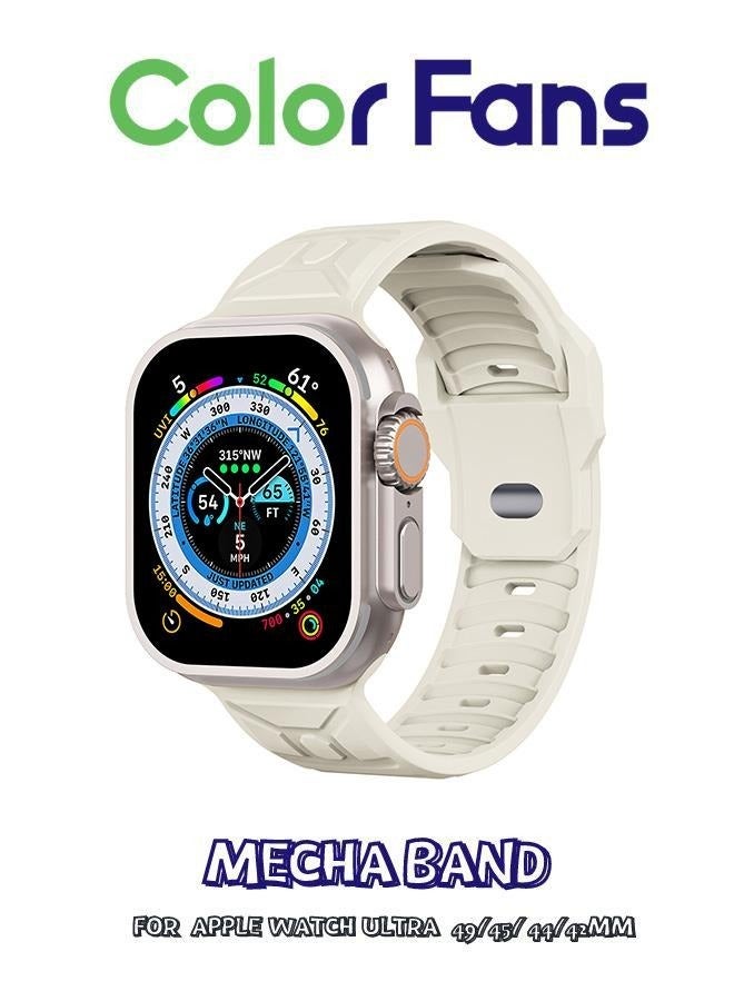 Compare Soft Silicone Sport Band for Apple Watch Ultra 49mm, 45mm, 44mm, 42mm  Off White  Replacement Strap for iWatch Series 8, 7, SE, 6, 5, 4, 3, 2, 1  For Men and Women at KSA Price
