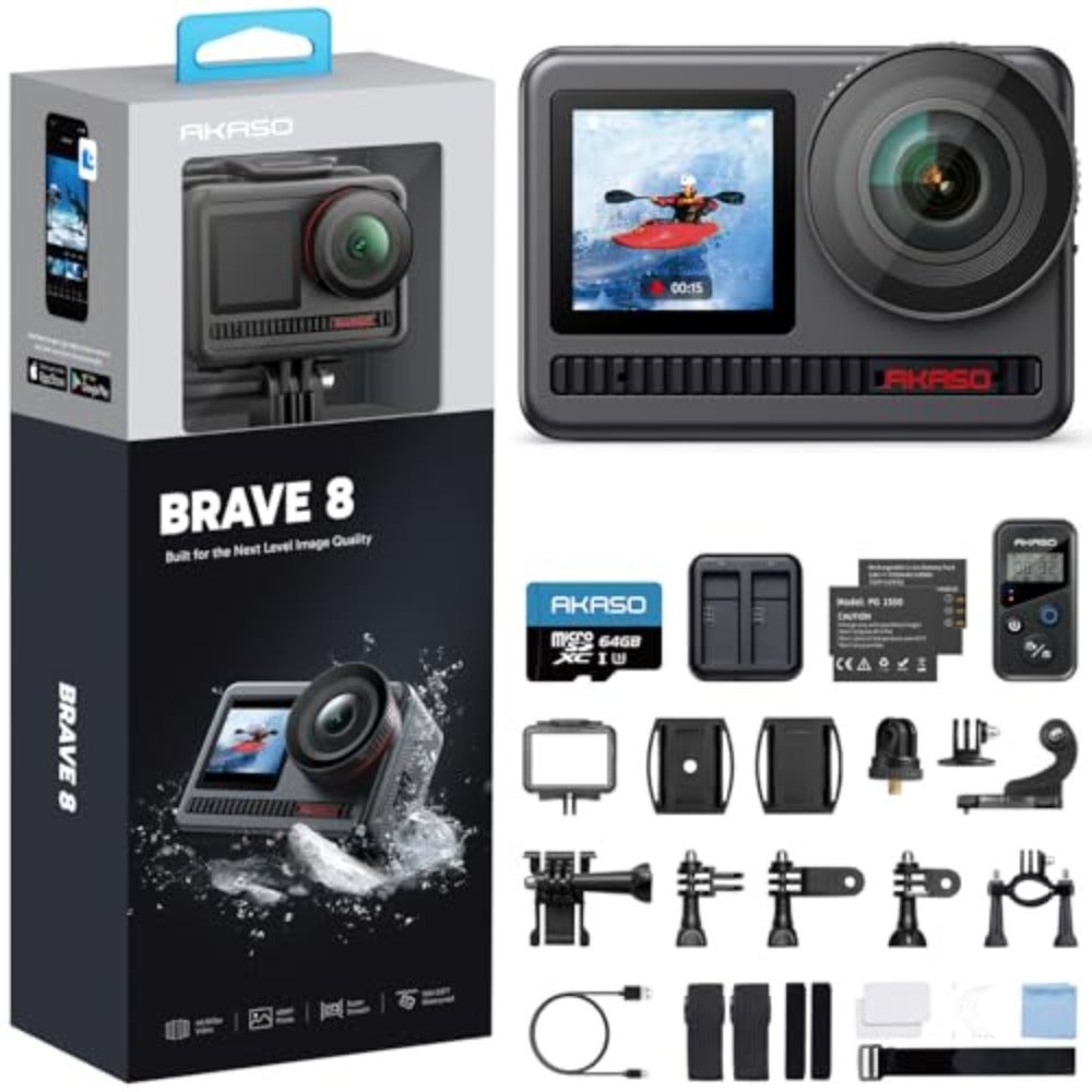 Brave 8 4K60FPS Action Camera with 64GB Card 48MP…