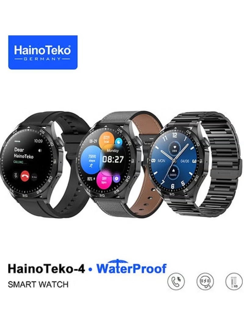 Compare HainoTeko4 Smartwatch – Versatile Health & Fitness Tracker with 3 Strap Styles, Waterproof Build, iOS & Android Support – Sleek Unisex Design at KSA Price