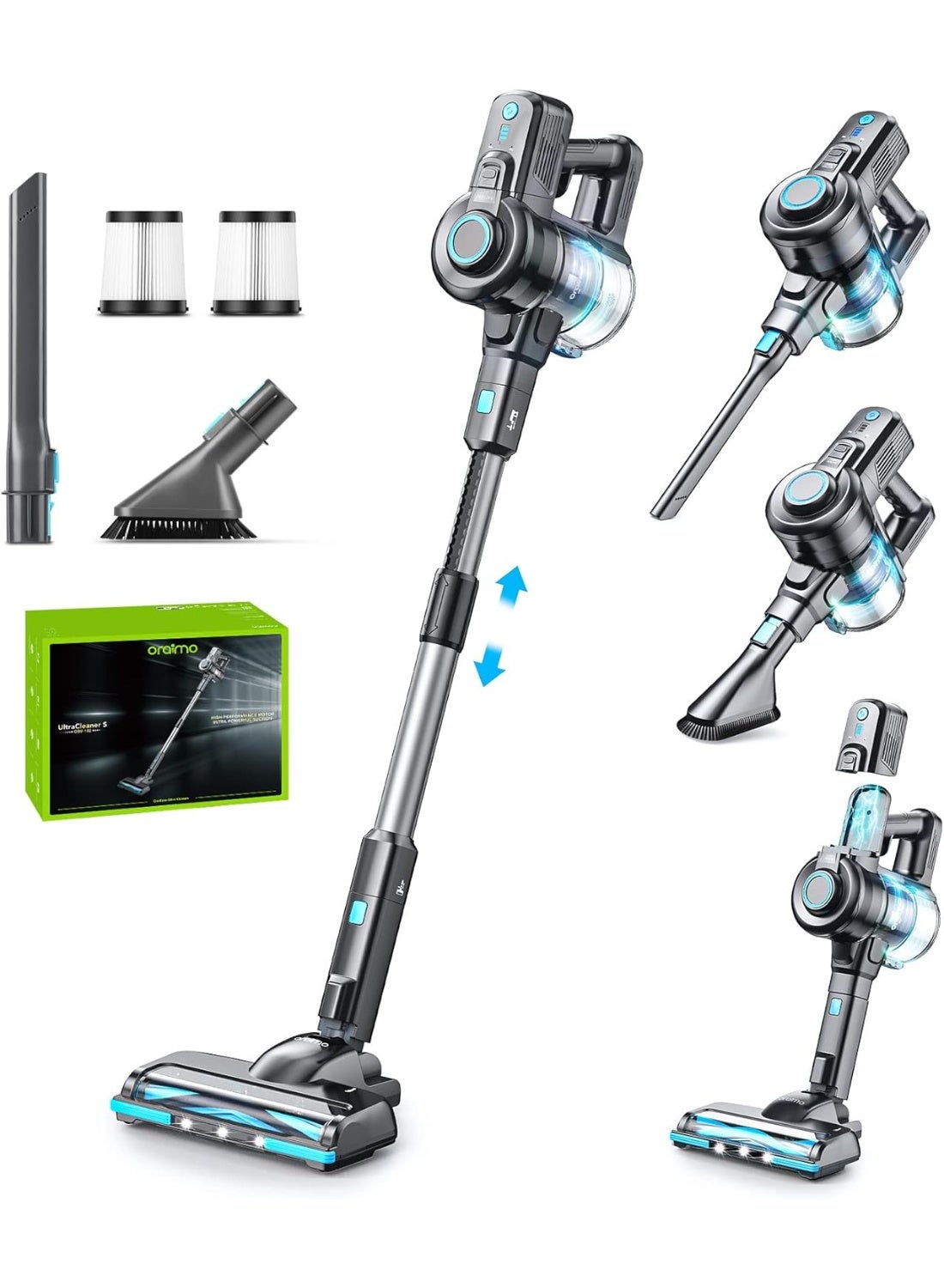 Cordless Stick Vacuum Cleaner – 6-in-1 Lightweight…