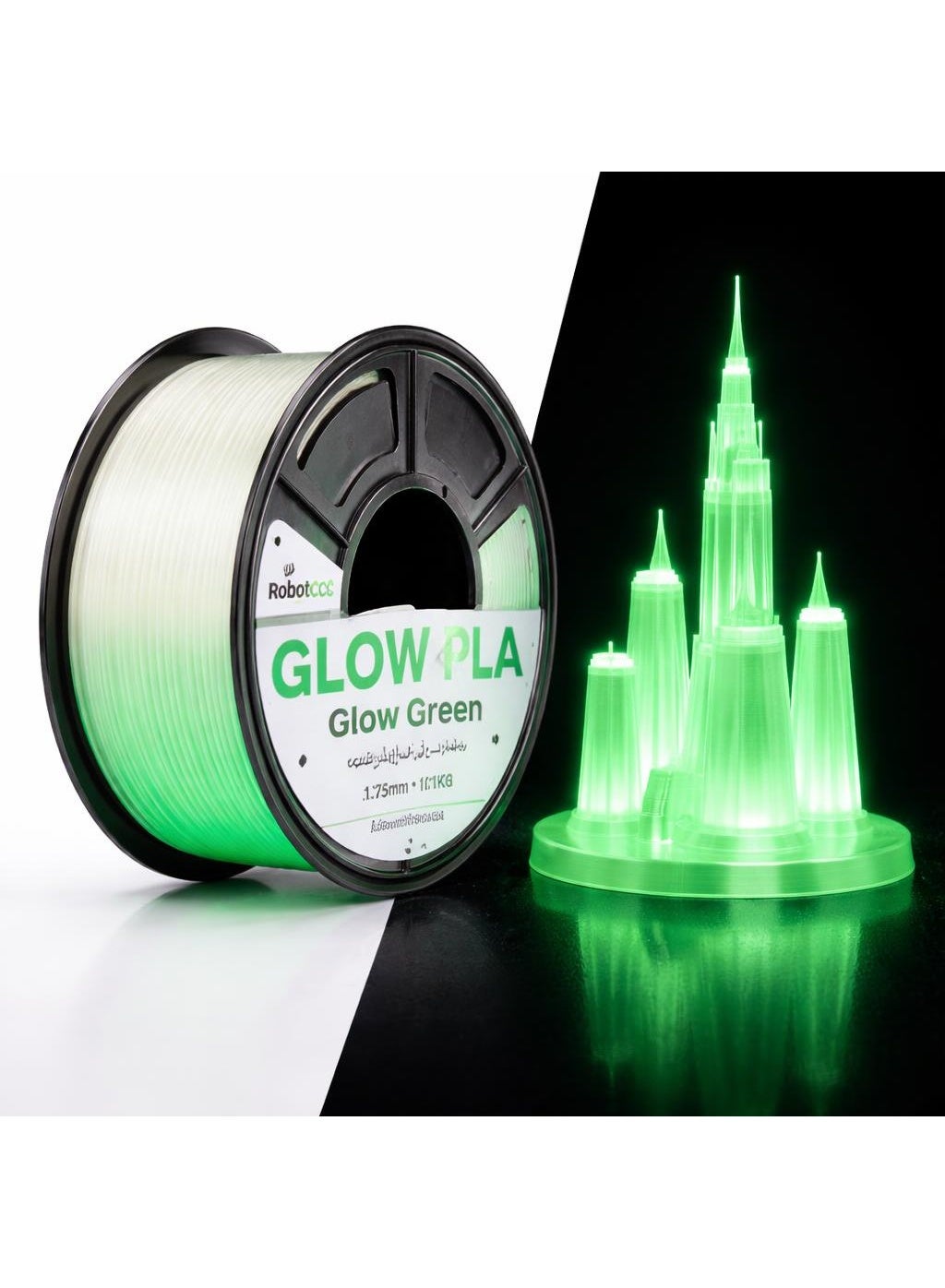 RobotGCC Glow Green PLA 3D Printer Filament…