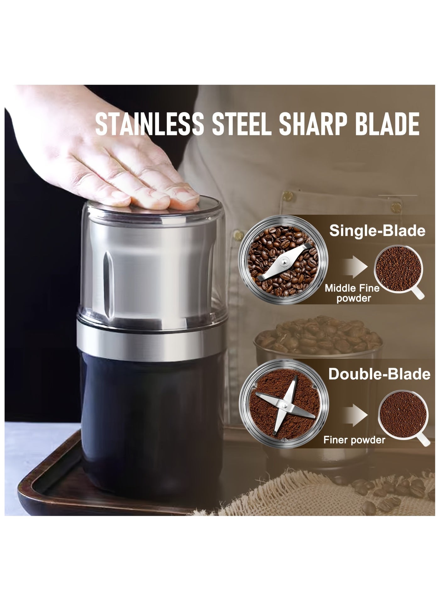 Compare Portable 2in1 Electric Coffee and Spice Grinder | Wet & Dry MultiUse with 2 Removable Stainless Steel Bowls at KSA Price