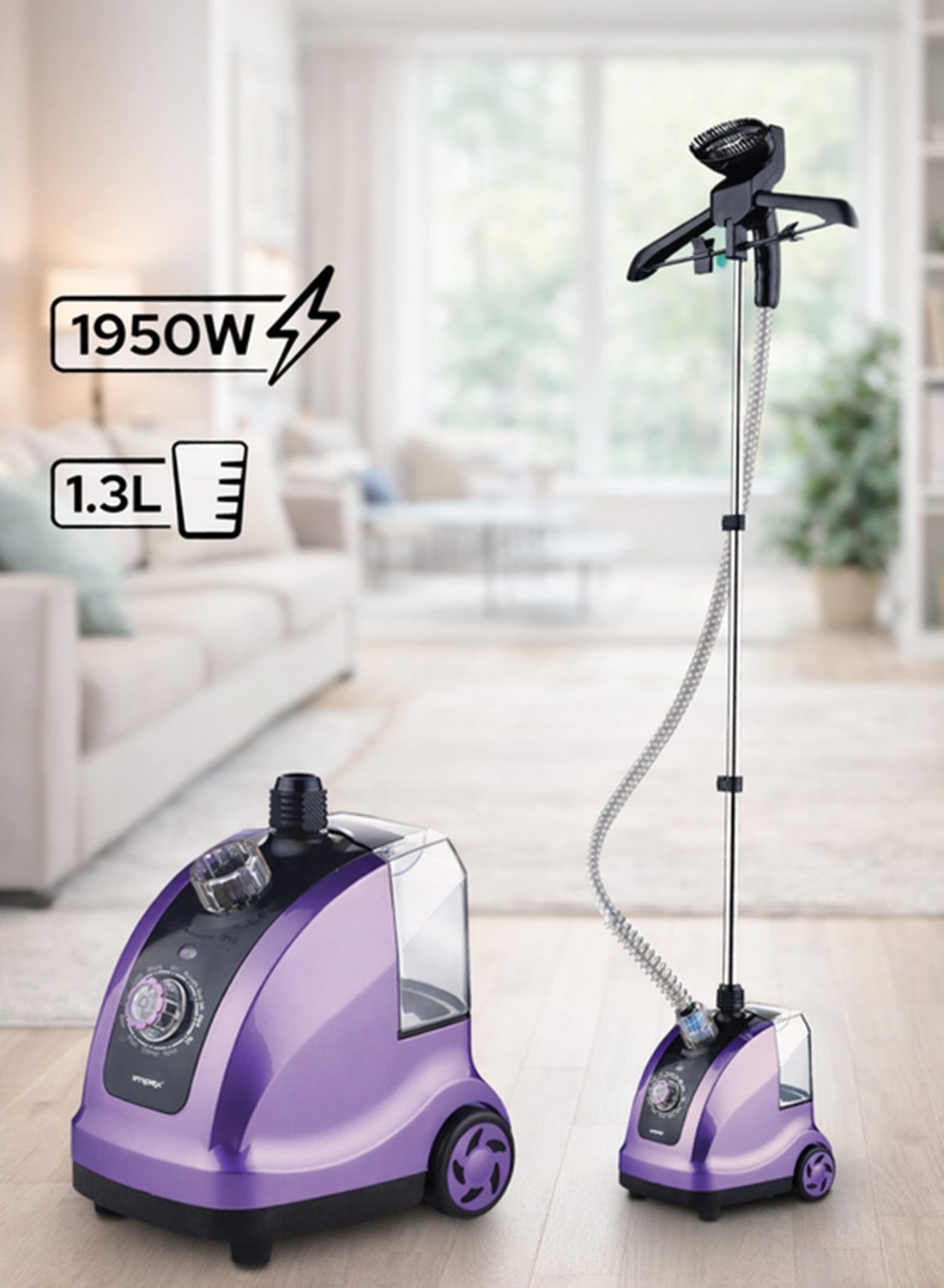 Compare Electric Garment Steamer, 1950W, 38s Preheat, 32gmin Steam Rate, 1.3L WaterTank, 40Min Runtime, AdjustableAluminum Pole, Coat Hanger, Brush & GloveAccessories, Hairbrush Head 1.3 L 1950 W GSM 6010 PurpleBlackClear at KSA Price