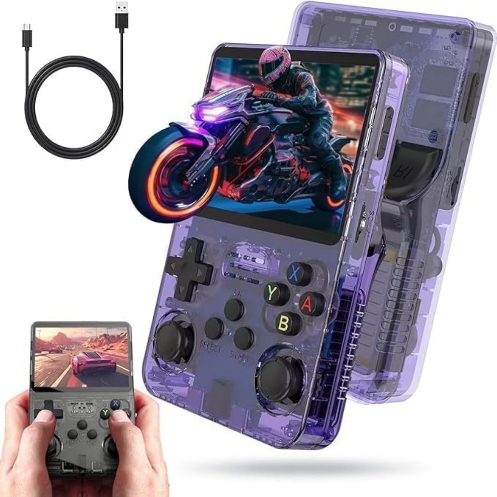 Compare djhcjR36S Max Retro Handheld Game Console 4 Inch Full IPS Screen Builtin 18000+ Games Open Source Linux System and 64GB Memory Card Video Games 30+ Simulator Platform 4000mAh Battery Transparent Blue hfdei at KSA Price