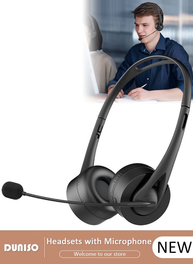 Compare Wired Headset with Microphone Call Center Headset Corded Business Headphone Classical Fashion Lightweight Comfortable Wired Customer Service Headphone for Home Call Center Telemarketing Portable Business Headset for Offices, Insurance, Customer at KSA Price