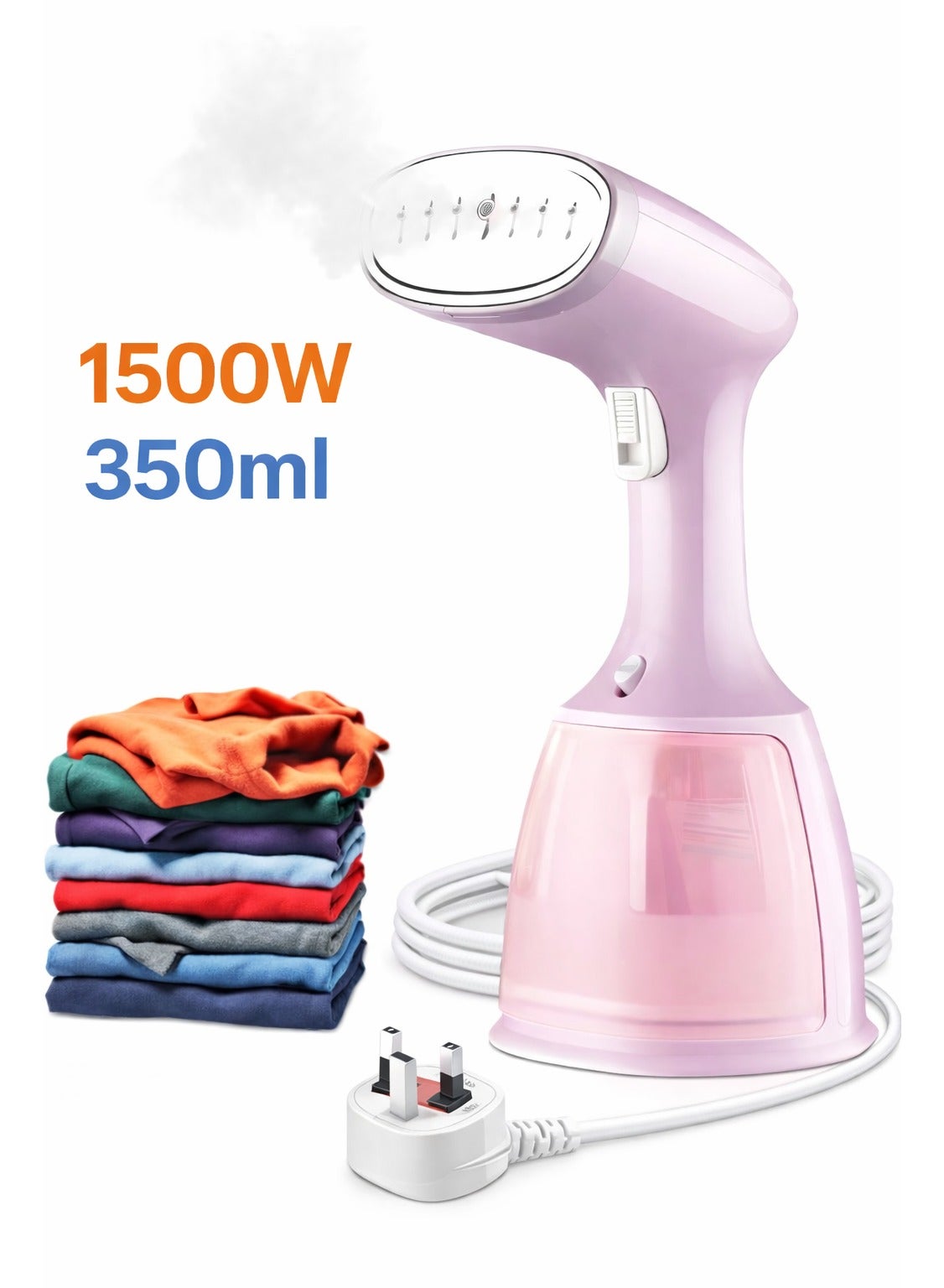 Compare Steamer Iron 1500W Portable Handheld Garment Steamer – 350ml Large Water Tank, Fast Heat, 1.8m Power Cord, Type G GCC Standard Plug at KSA Price