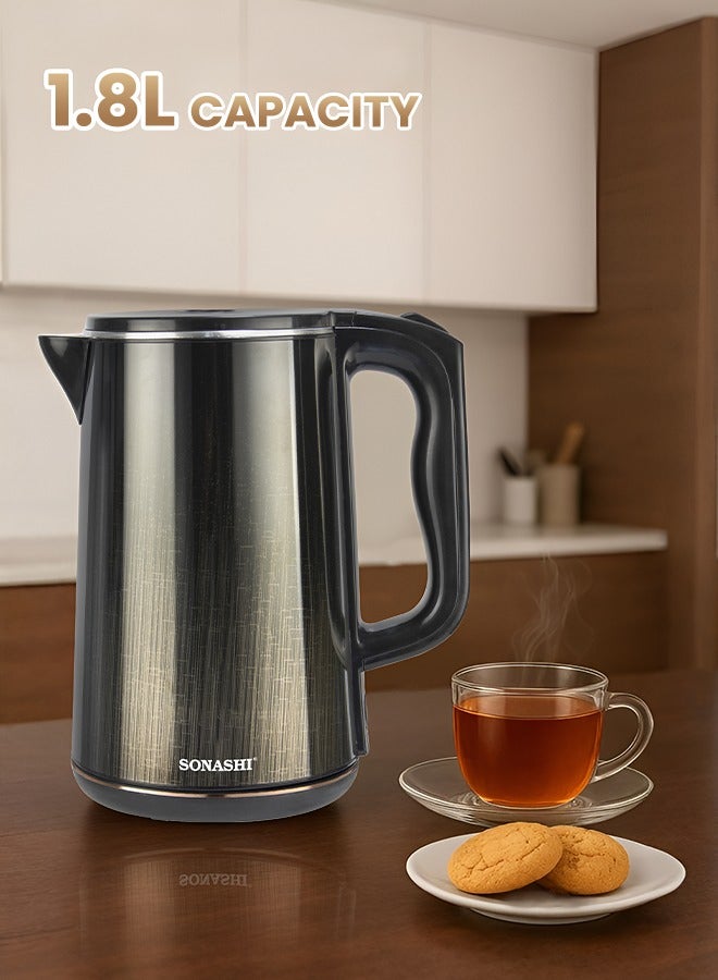 Cordless Electric Kettle 1.8L – Double Layer Cool…