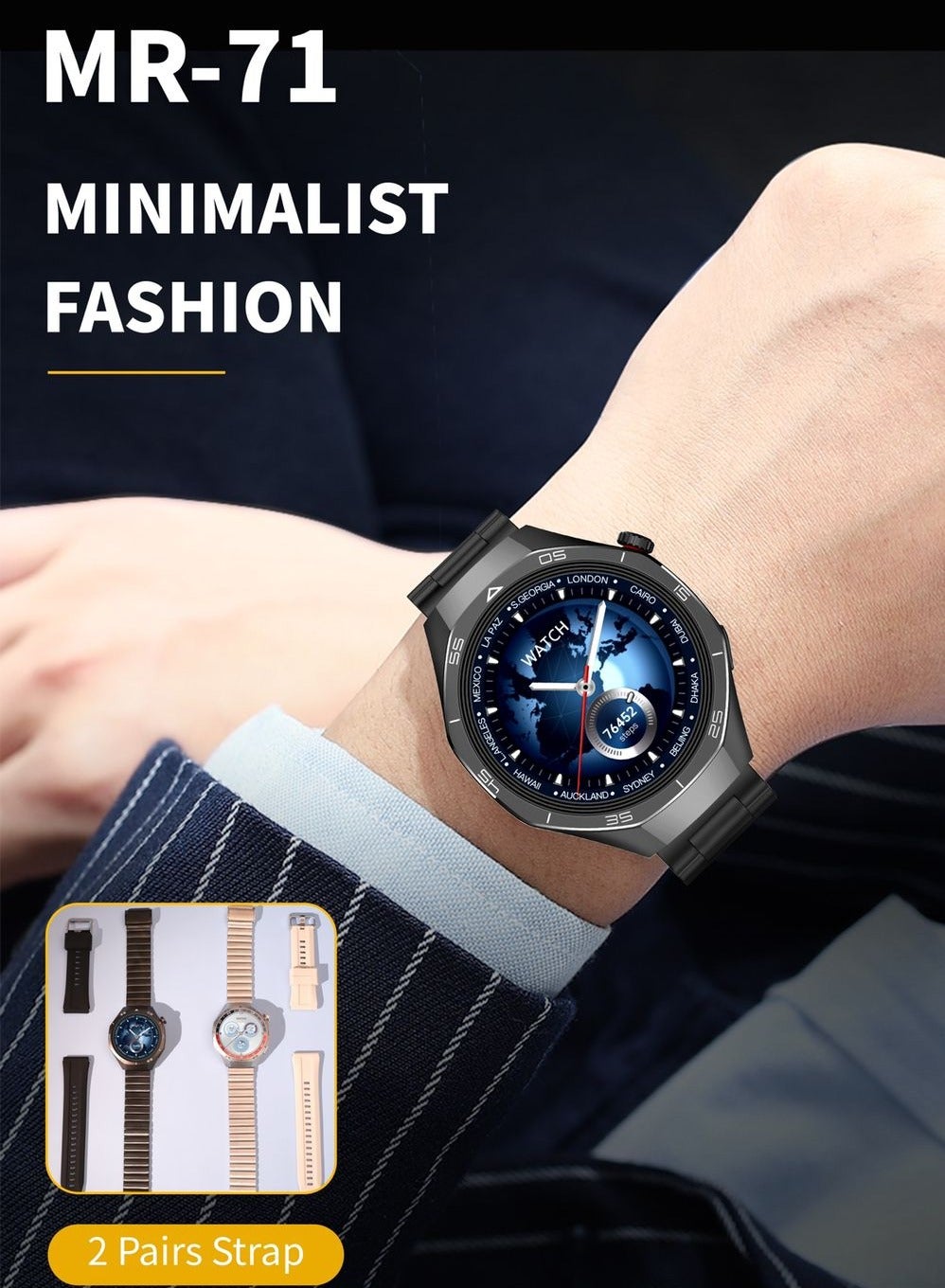 Compare Modio Smart Watch MR71 with 2 Strap,Round display at KSA Price