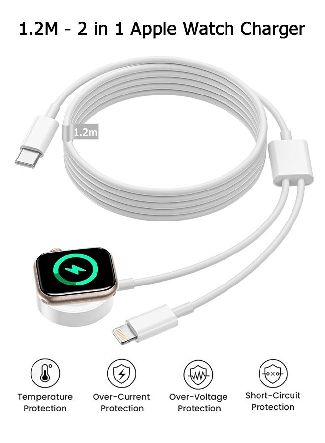 Compare 2 in 1 Apple Watch Charger  USB C Magnetic iWatch Charger Cord & USBC to Lighting Cable 6FT with Type C Block, Fast Charging iWatch Series Ultra9876SE5, for Phone 14131211 Series  White at KSA Price