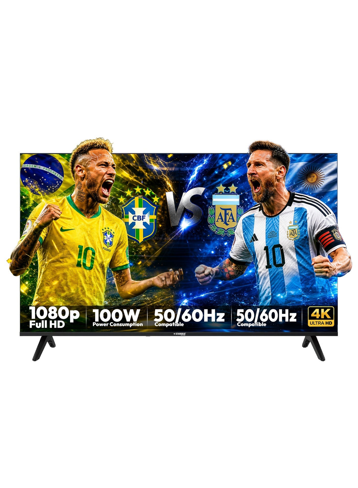 Compare STARGOLD 50 Inch 4K UHD Smart LED TV Android 14, Frameless DLED Display, HDR, Dolby Audio, WiFi & Bluetooth 5.1, DVBT2S2, 3 HDMI, 2 USB, Ultra HD 3840×2160 Smart Television, SGL5026SMART at KSA Price