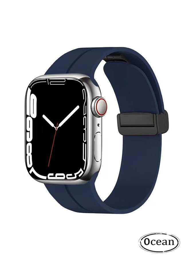 Compare Magnetic for Apple Watch Ultra Band 49mm45mm44mm42mm iWatch Bands, Soft Sport Silicone Replacement Wristband Strap for Apple Watch Band Series 987654SESE 2ndUltra 2Ultra, Midnight Blue at KSA Price