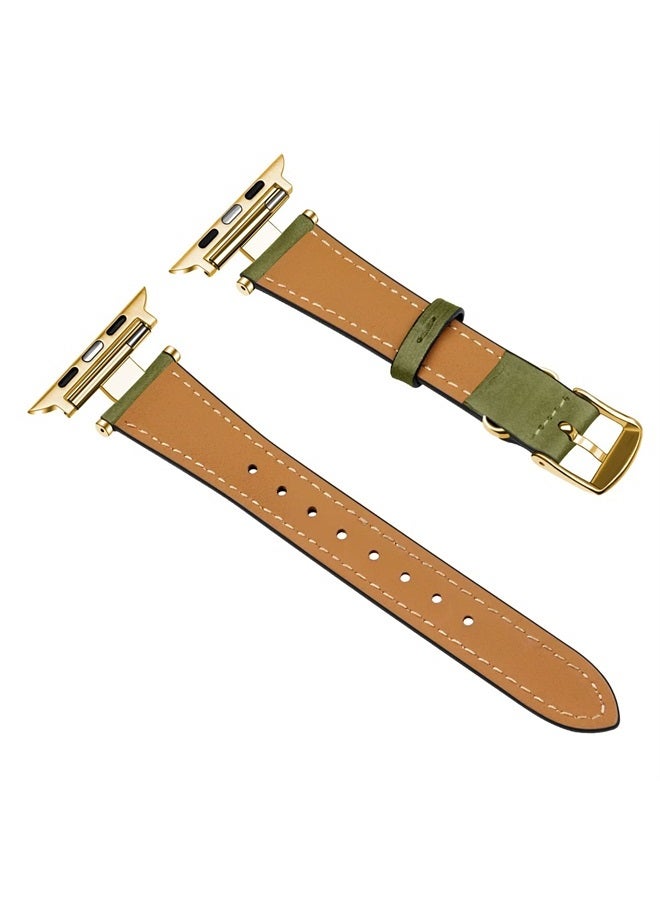 Compare Leather Slim Band Compatible for Apple Watch 38mm 40mm 41mm Band,Genuine Green Leather IShape Watch Strap Bracelet with Stainless Buckle for iWatch Women Bands Series 8 7 6 5 4 3 2 1 SE at KSA Price