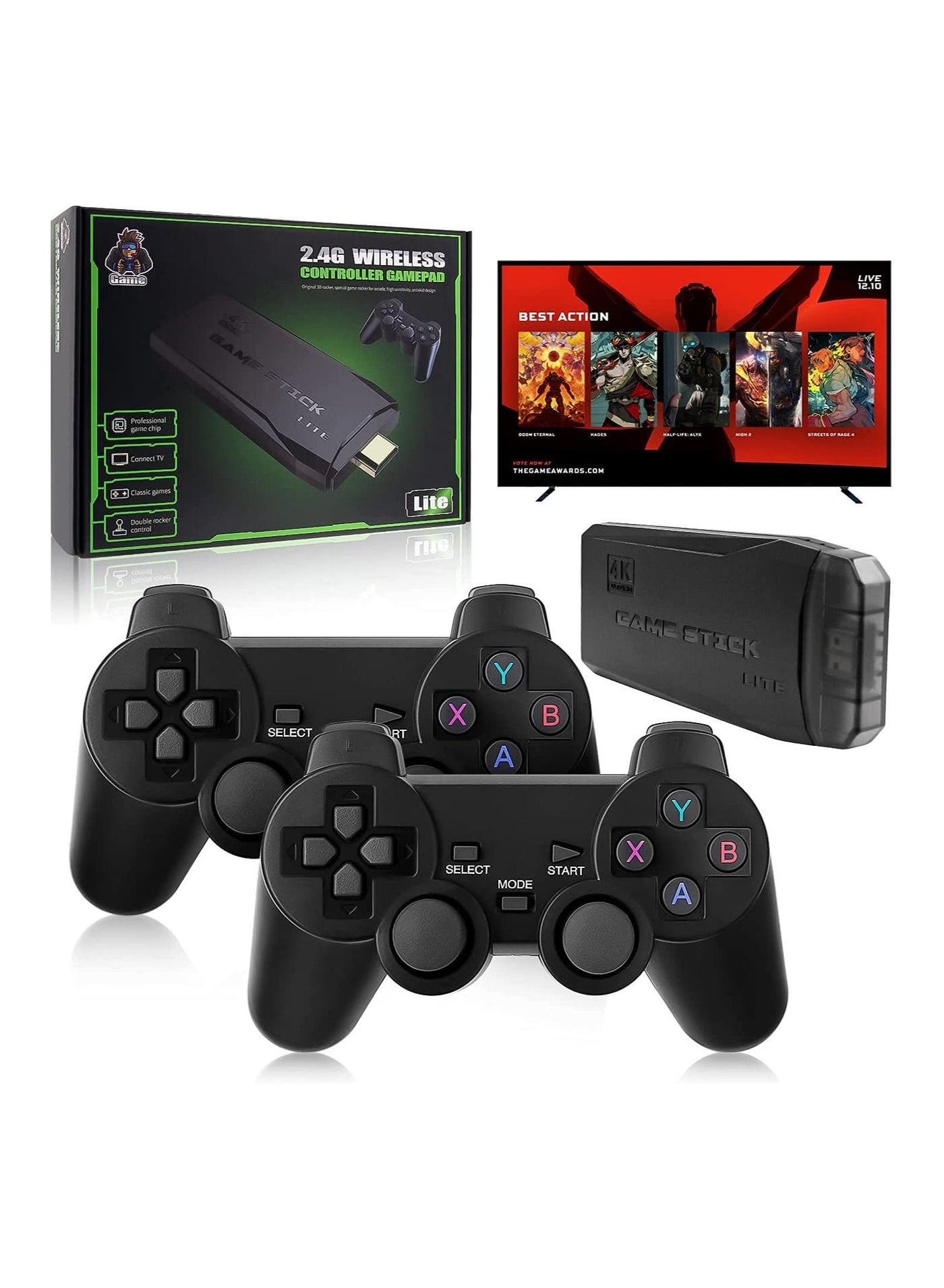 Compare Integrated retro 4K game console with dual 2.4G wireless controllers, plugandplay video game stick, builtin 3,500 games, 9 classic emulators, highdefinition HDMI output for TV 64G, 10000+ games at KSA Price