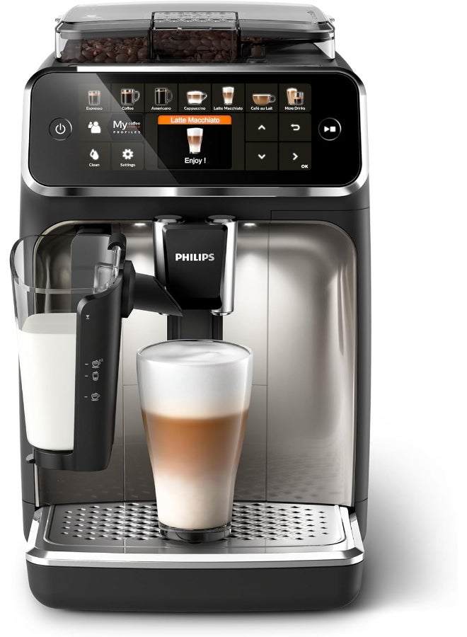 Compare Philips 5400 Series  Fully Automatic Espresso Machine 1.8 L 1500 W EP544790 Deep Black MatteSilver Chrome 1.8 L 1500 W EP544790 Deep Black MatteSilver Chrome at KSA Price