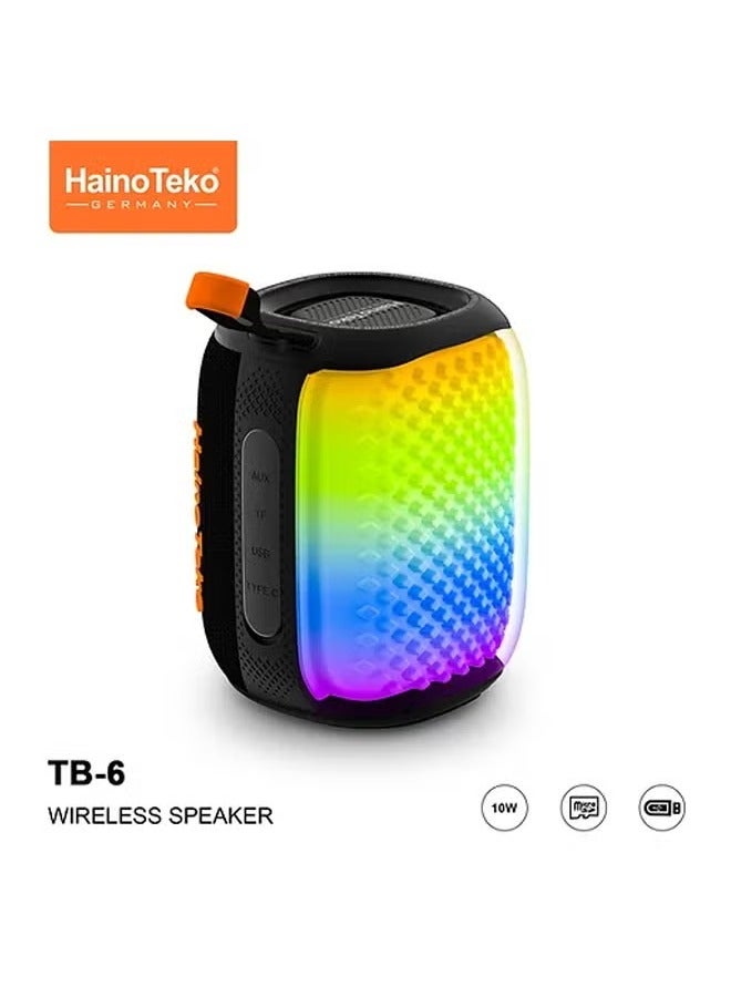 Compare TB6 Portable Wireless Bluetooth Speaker with RGB Lighting, 10W Output Power, MultiFunctional Button Control, Black – Stylish Sound Experience at KSA Price