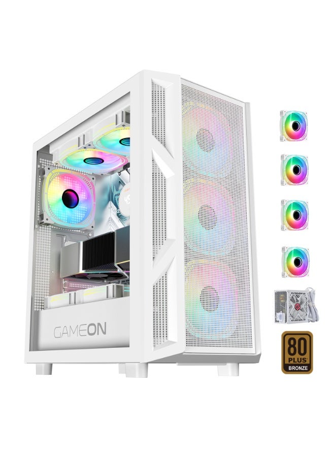 Compare Trident IV?A POWERFORGE Mid Tower Gaming Case with 750W PSU – White Mid Tower PC Case | 750W 80+ Bronze PSU | ARGB + PWM Fans | Tempered Glass | ATXMATXITX Compatible white at KSA Price