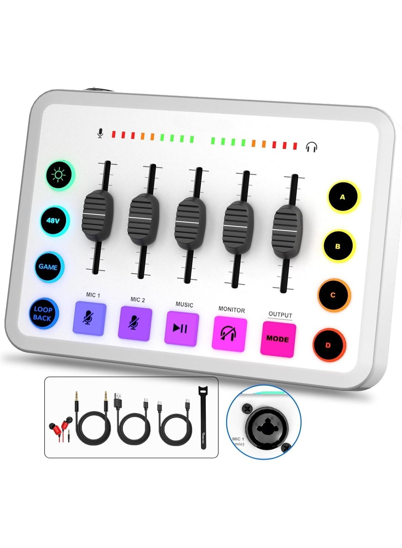 Gaming Audio Mixer, Live Streaming Sound Card RGB…