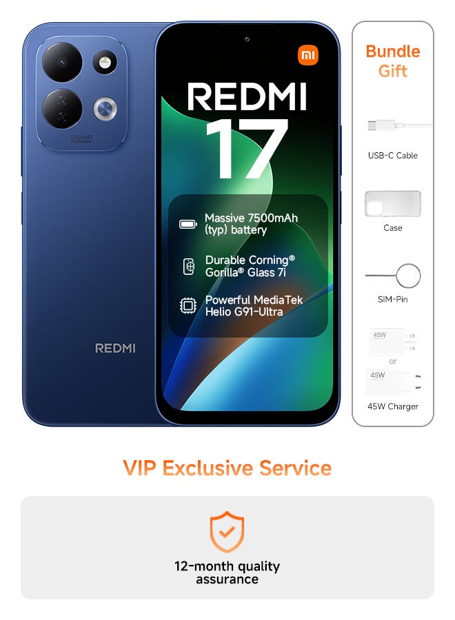 Redmi 17 Dual SIM 4G Deep Blue 4GB RAM…