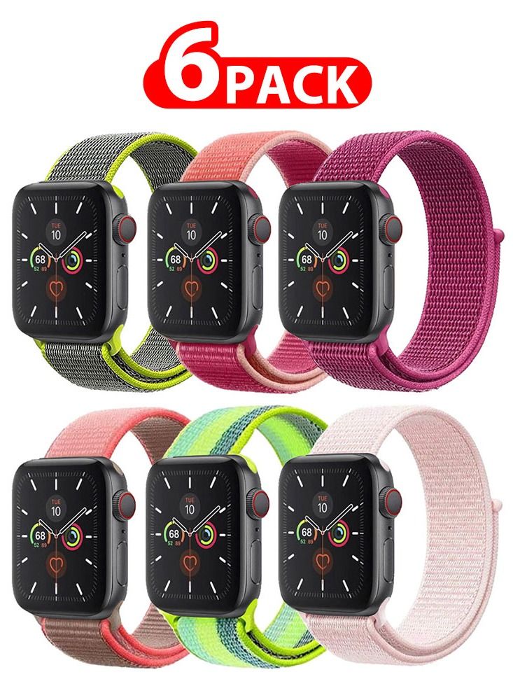 6 Pack For Apple Watch 41mm 40mm 38mm Nylon…