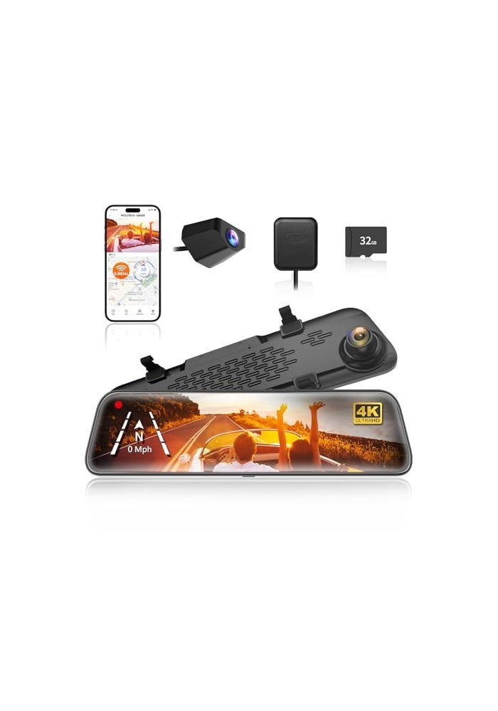 WOLFBOX G840S 12 4K Mirror Dash Cam Backup…