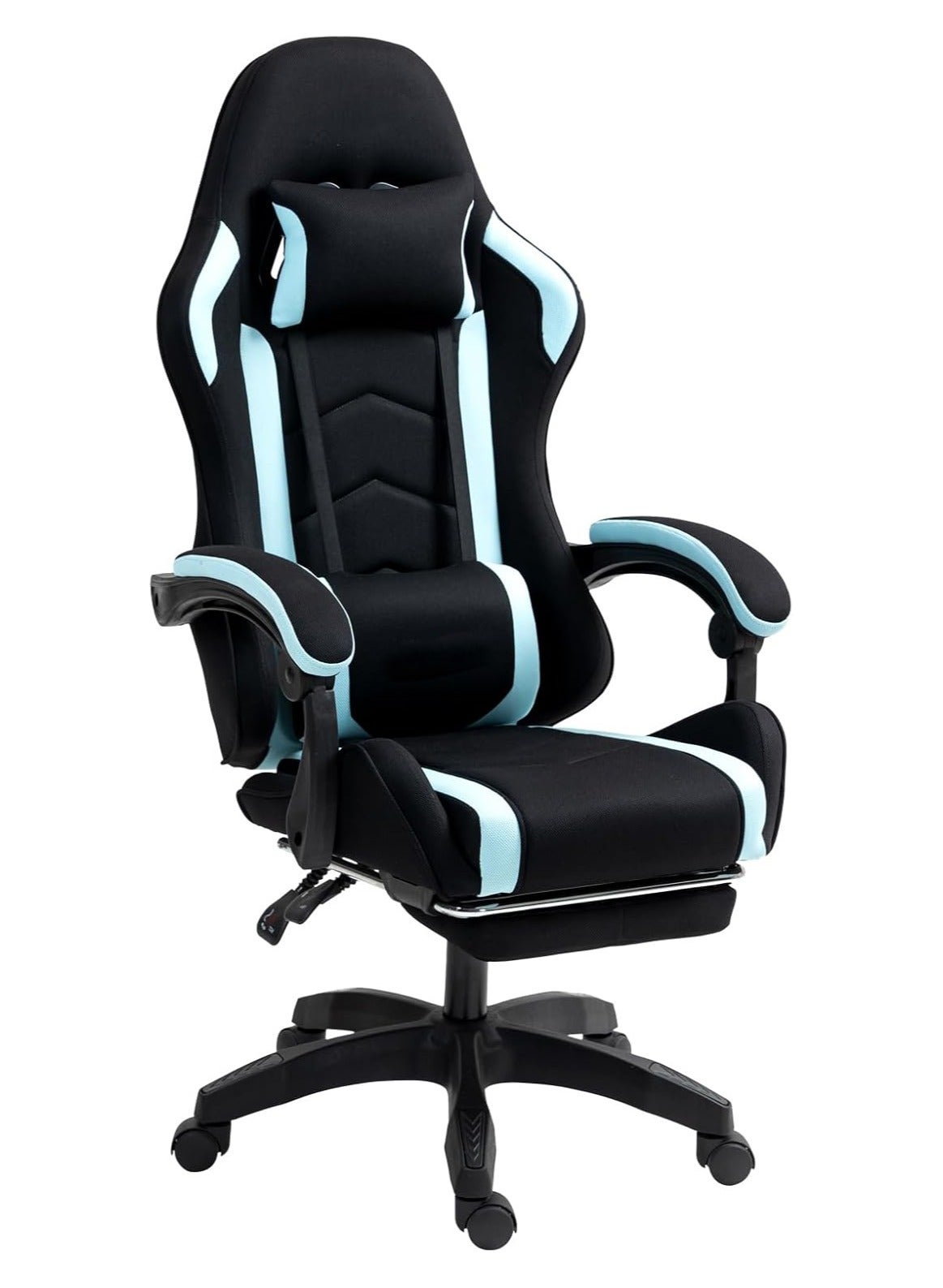 Compare Ergonomic Gaming Chair  High Back Fabric Computer Chair With Tilt, Height Adjustment, Neck and Massaging Lumbar Support for Office or Gaming Black at KSA Price